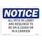 Signmission OSHA Sign, All Pets In Lobby Are Required To Be On, 24in X 18in Aluminum, 18" W, 24" L, Landscape OS-NS-A-1824-L-10126 - alternate 1